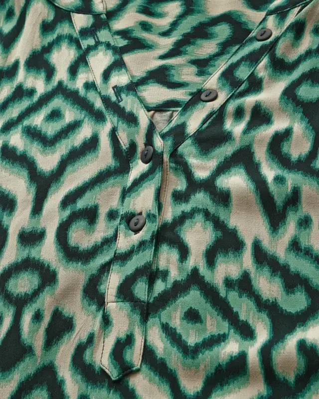 Street One Print Shirt with Knot Detail - Hunter Green