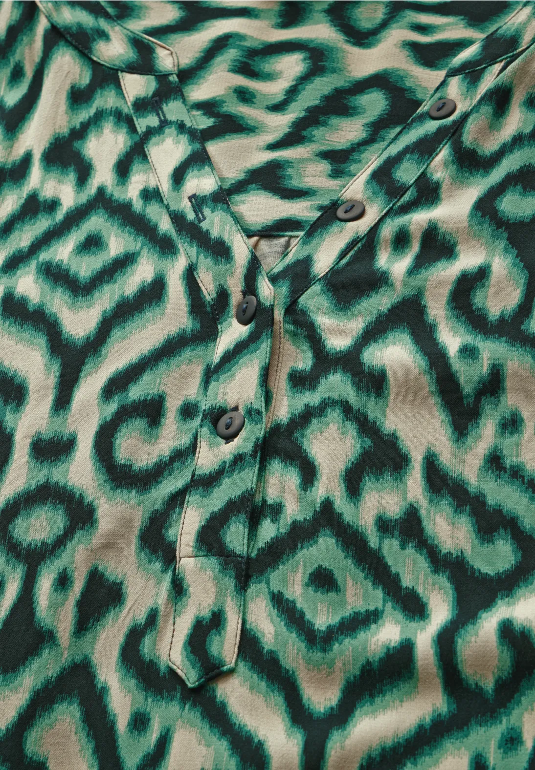 Street One Print Shirt mit Knopfdetail - Hunter Green