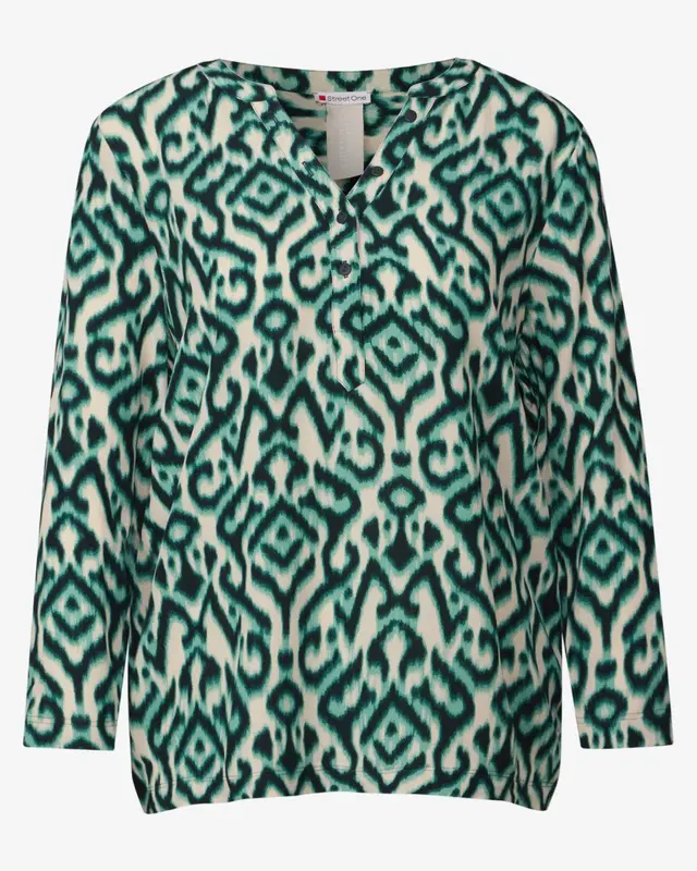 Street One Shirt met Print en Knoopdetail - Hunter Green