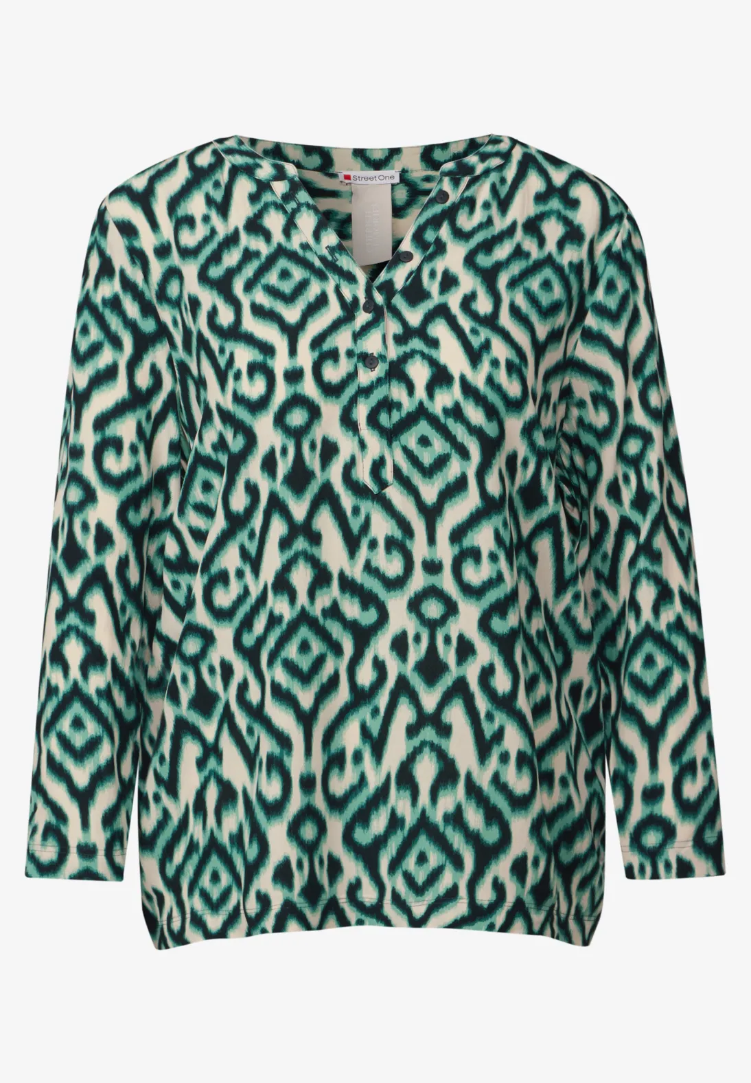 Street One Print Shirt mit Knopfdetail - Hunter Green