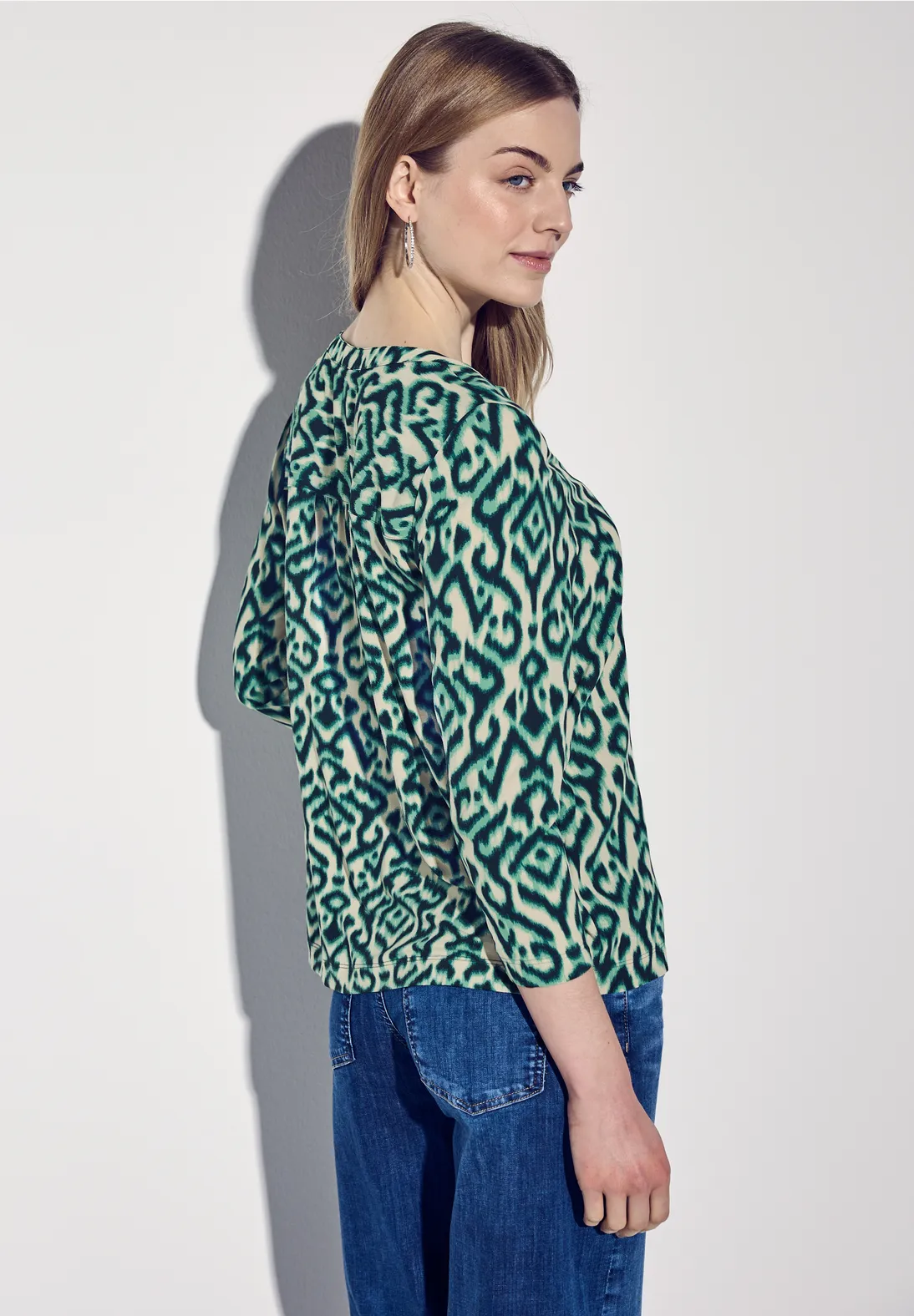 Street One Print Shirt with Knot Detail - Hunter Green