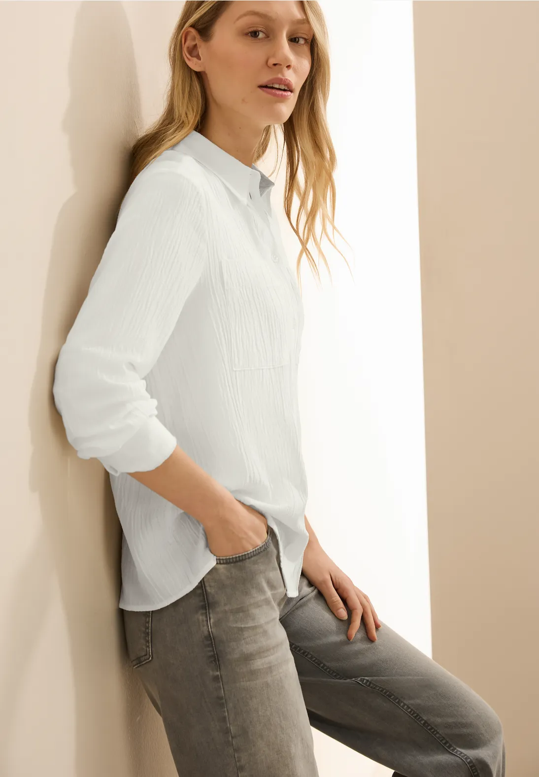 Cecil Structured Blouse - Vanilla White