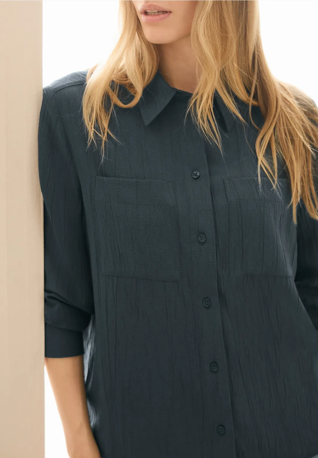 Cecil Structured Blouse - Slate Khaki