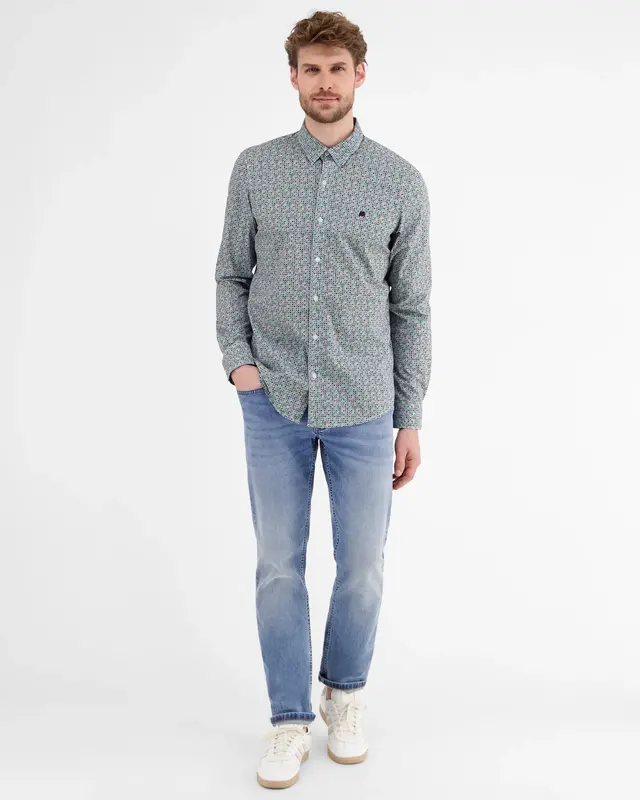 Lerros Stretch Overhemd met Print - Earth Red