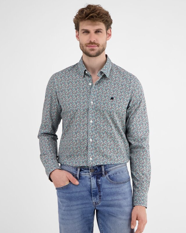 Lerros Print Hemd mit Stretch - Earth Red