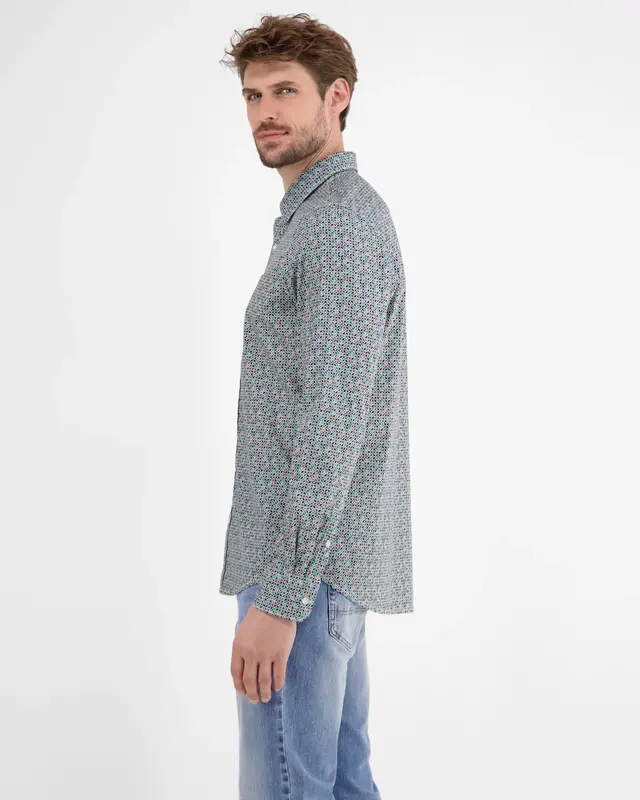 Lerros Stretch Overhemd met Print - Earth Red