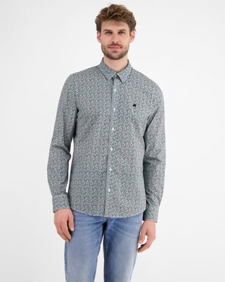 Lerros Print Hemd mit Stretch - Earth Red