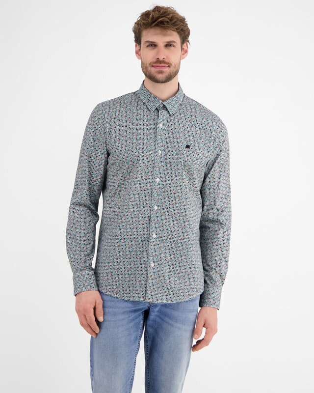 Lerros Stretch Overhemd met Print - Earth Red