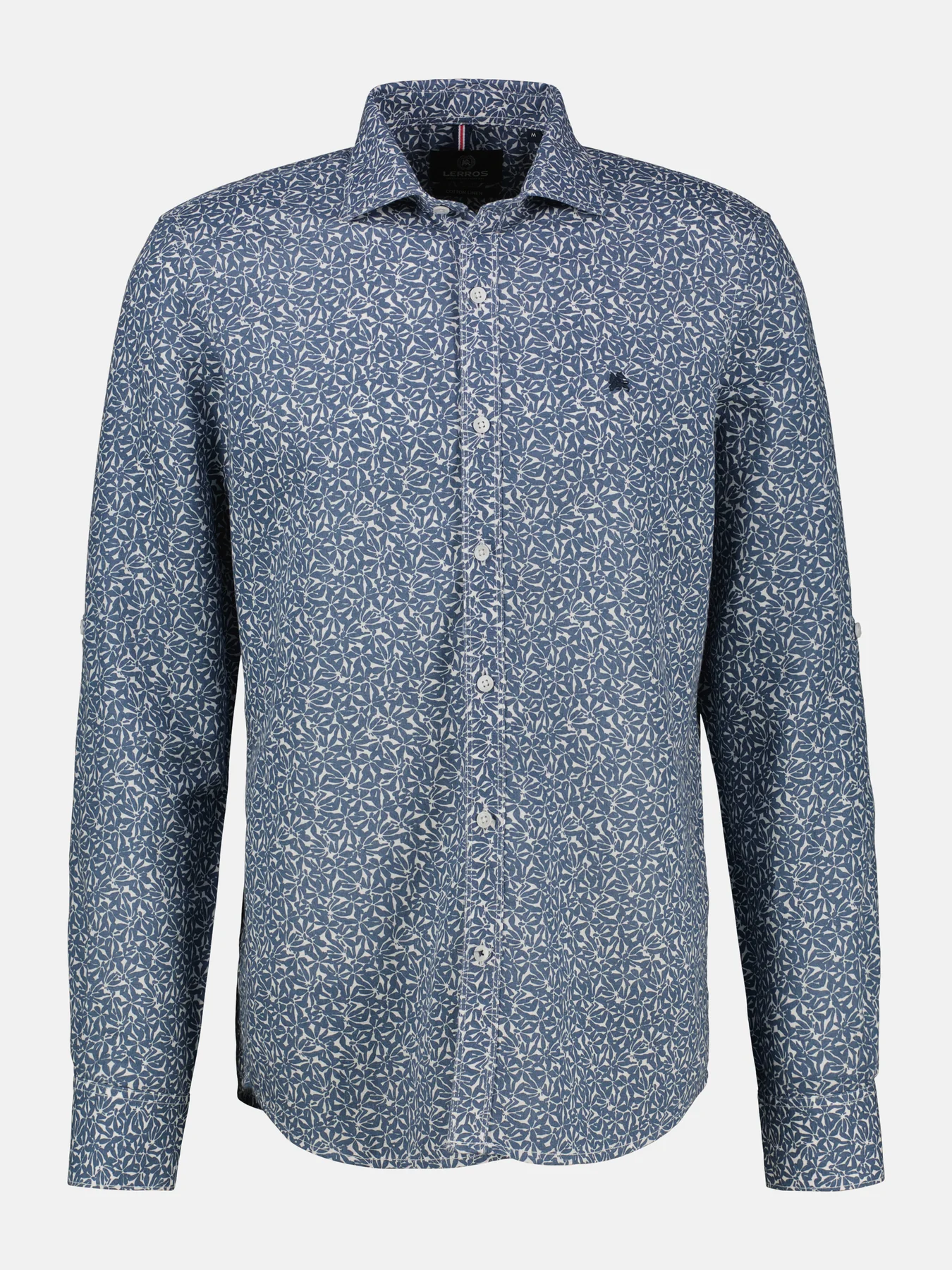 Lerros Linnenmix Overhemd met Print - Crispy Blue