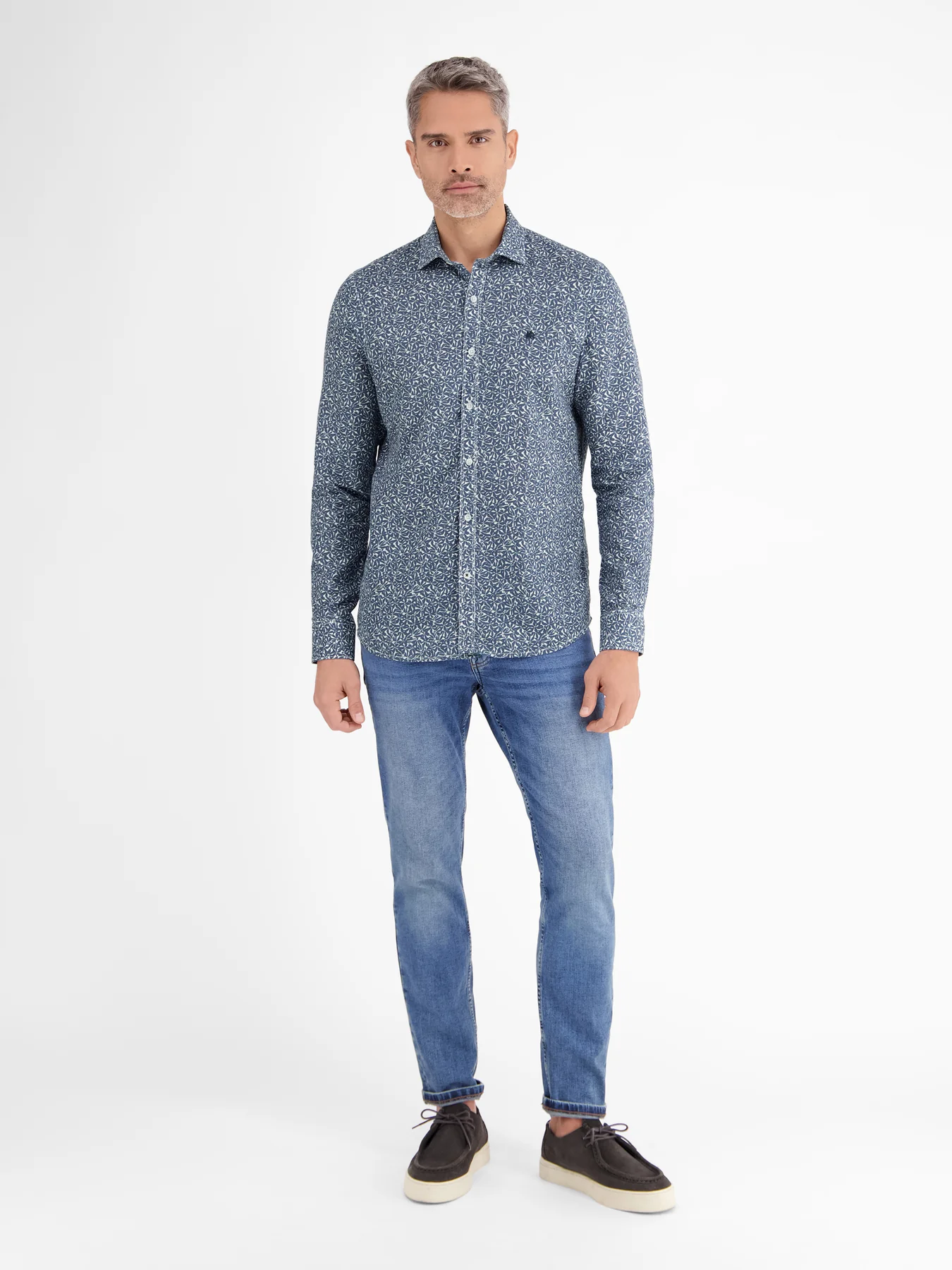 Lerros Linen Blend Shirt with Print - Crispy Blue
