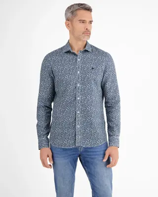 Lerros Linen Blend Shirt with Print - Crispy Blue