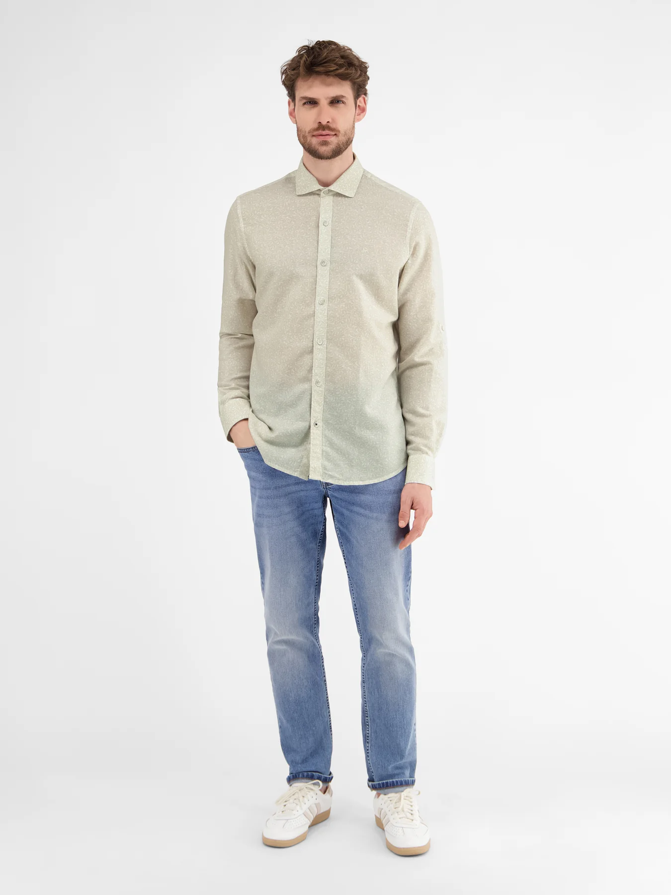 Lerros Leinenmix Hemd mit Print - White