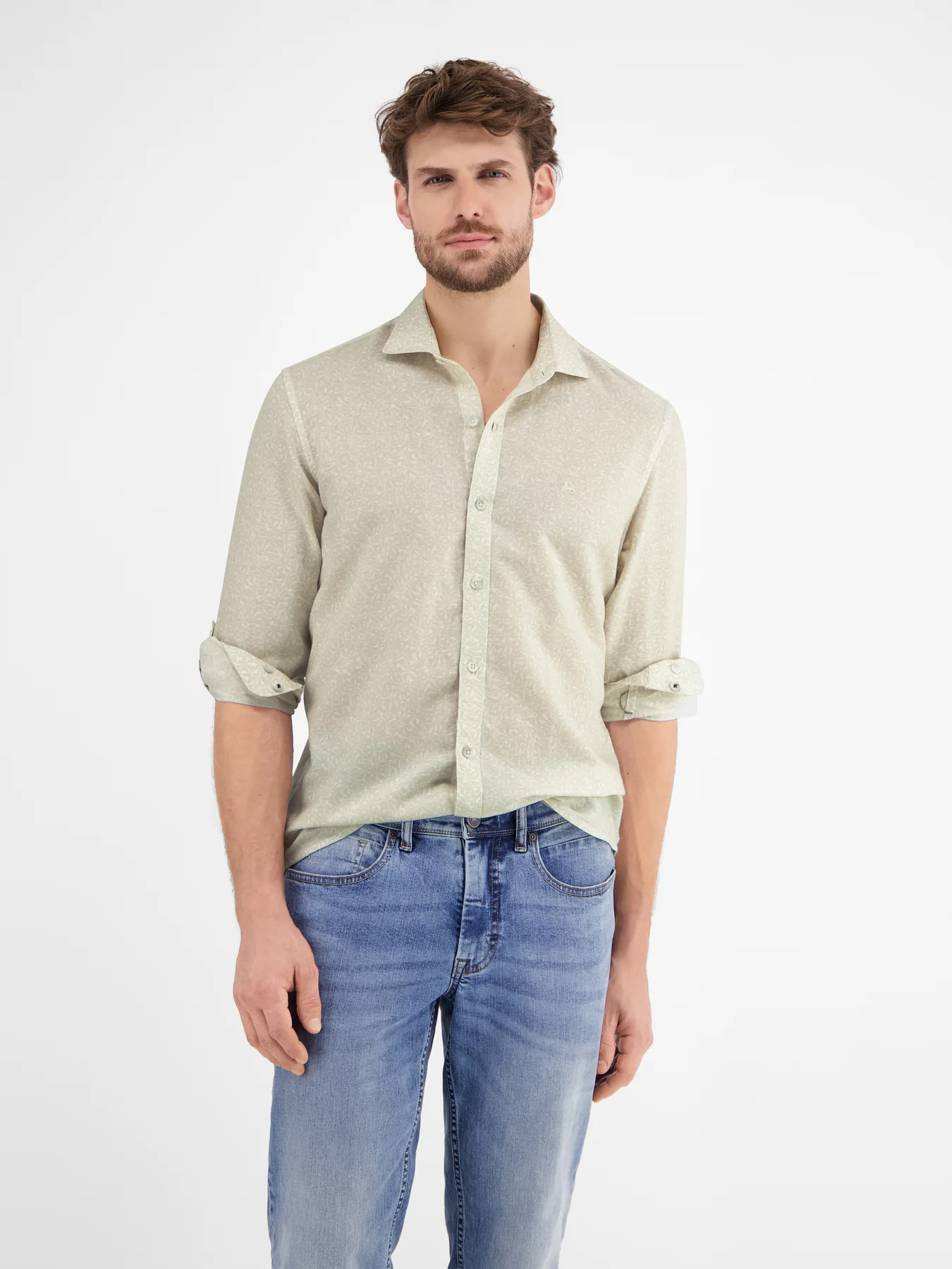 Lerros Leinenmix Hemd mit Print - White