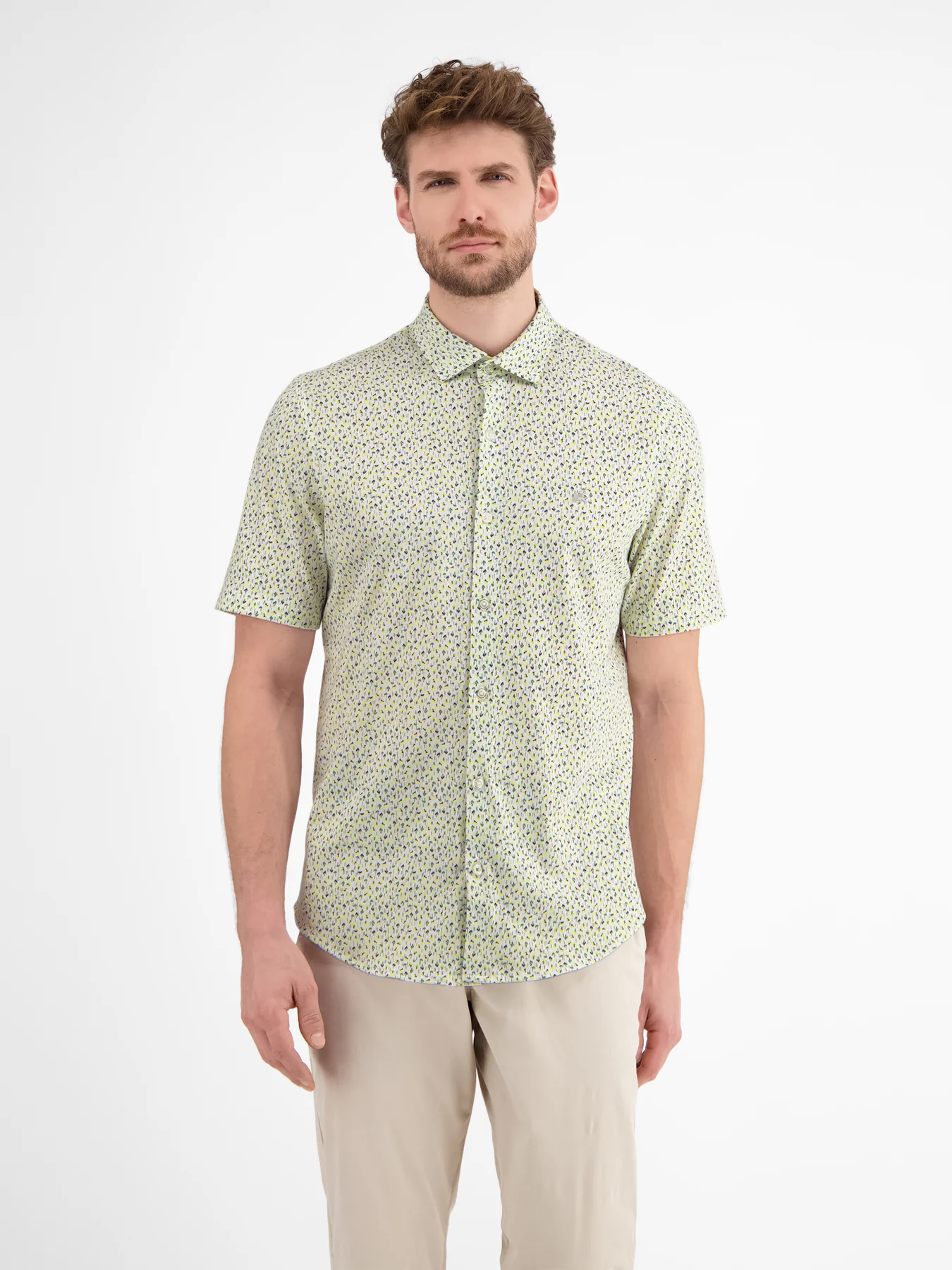 Lerros Jersey Print Overhemd - White