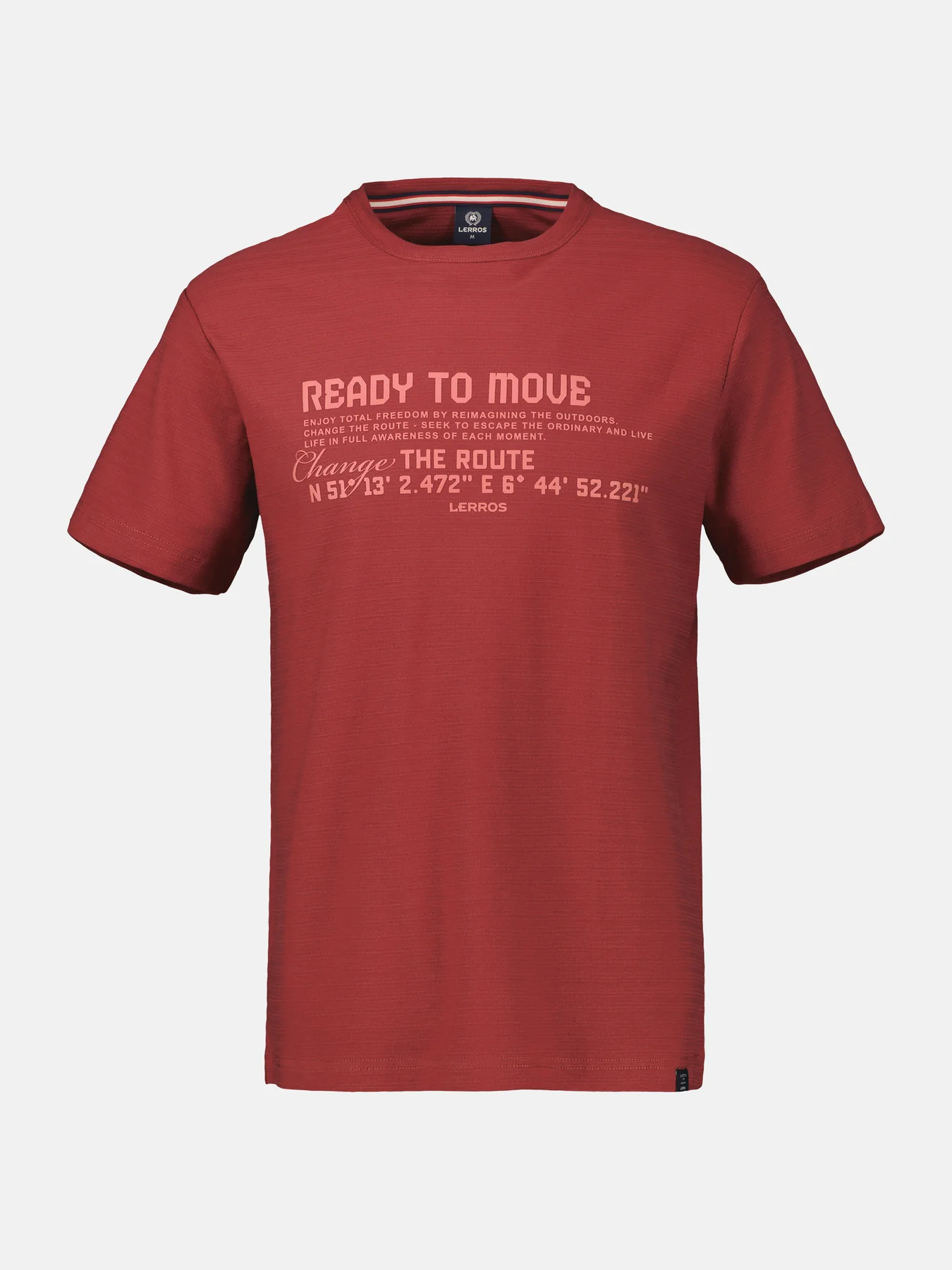 Lerros Structured T-Shirt with Chestprint - Earth Red