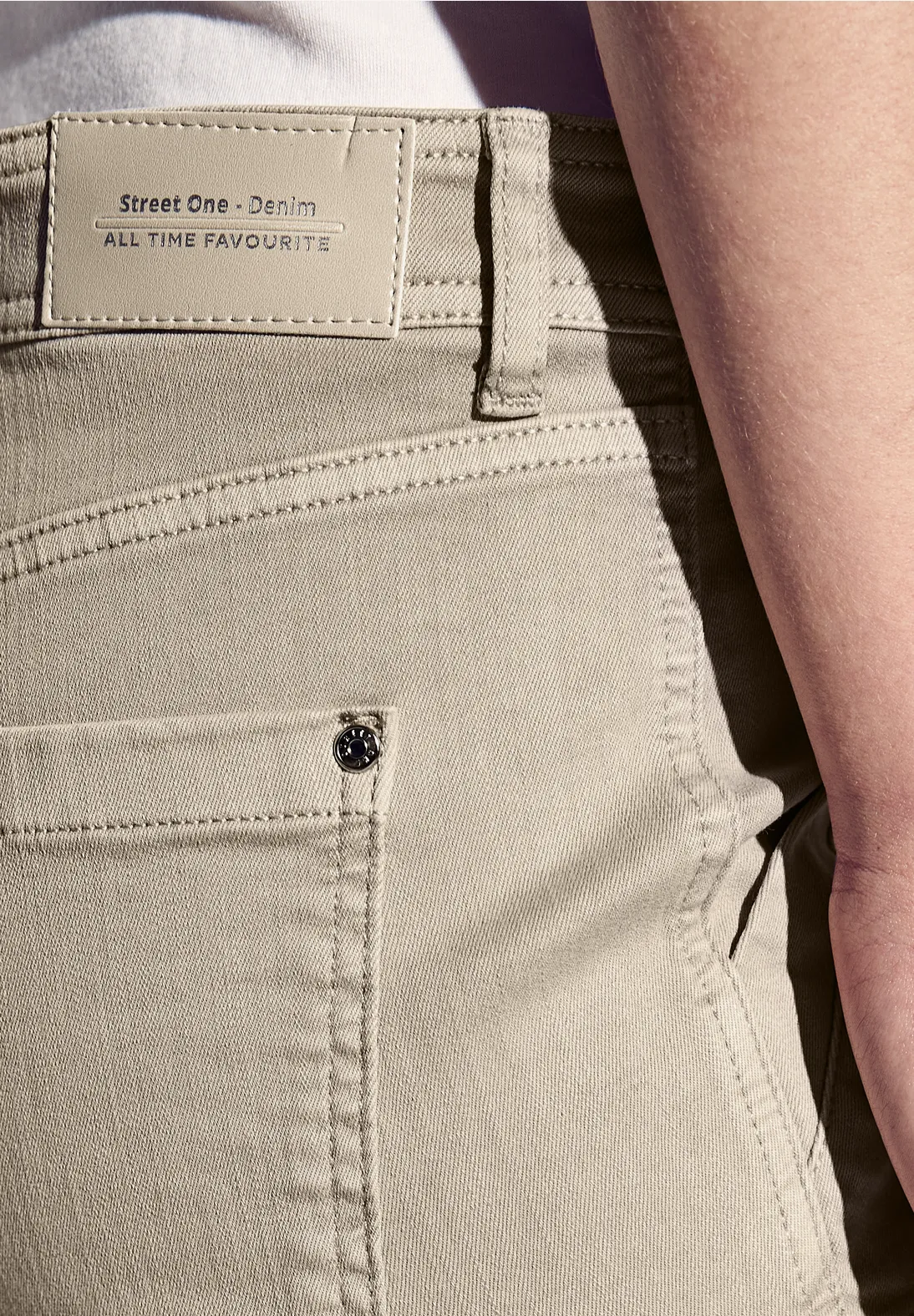 Street One Jeans im Cargo-Look - Beige Washed