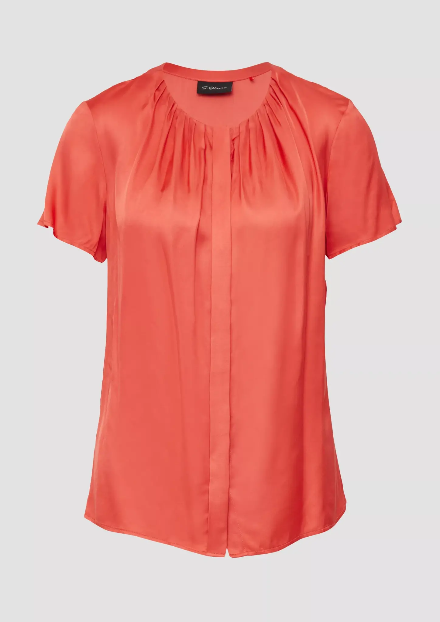 S. Olvier Satin Blouse - Coral Red | - Cotton Blues