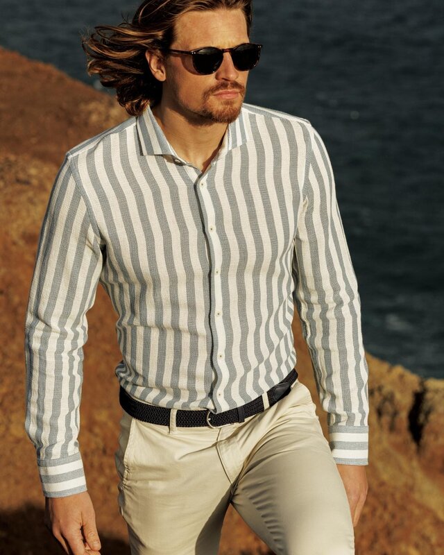 Giordano Modern Fit Hemd mit Strukturstreifen - Navy