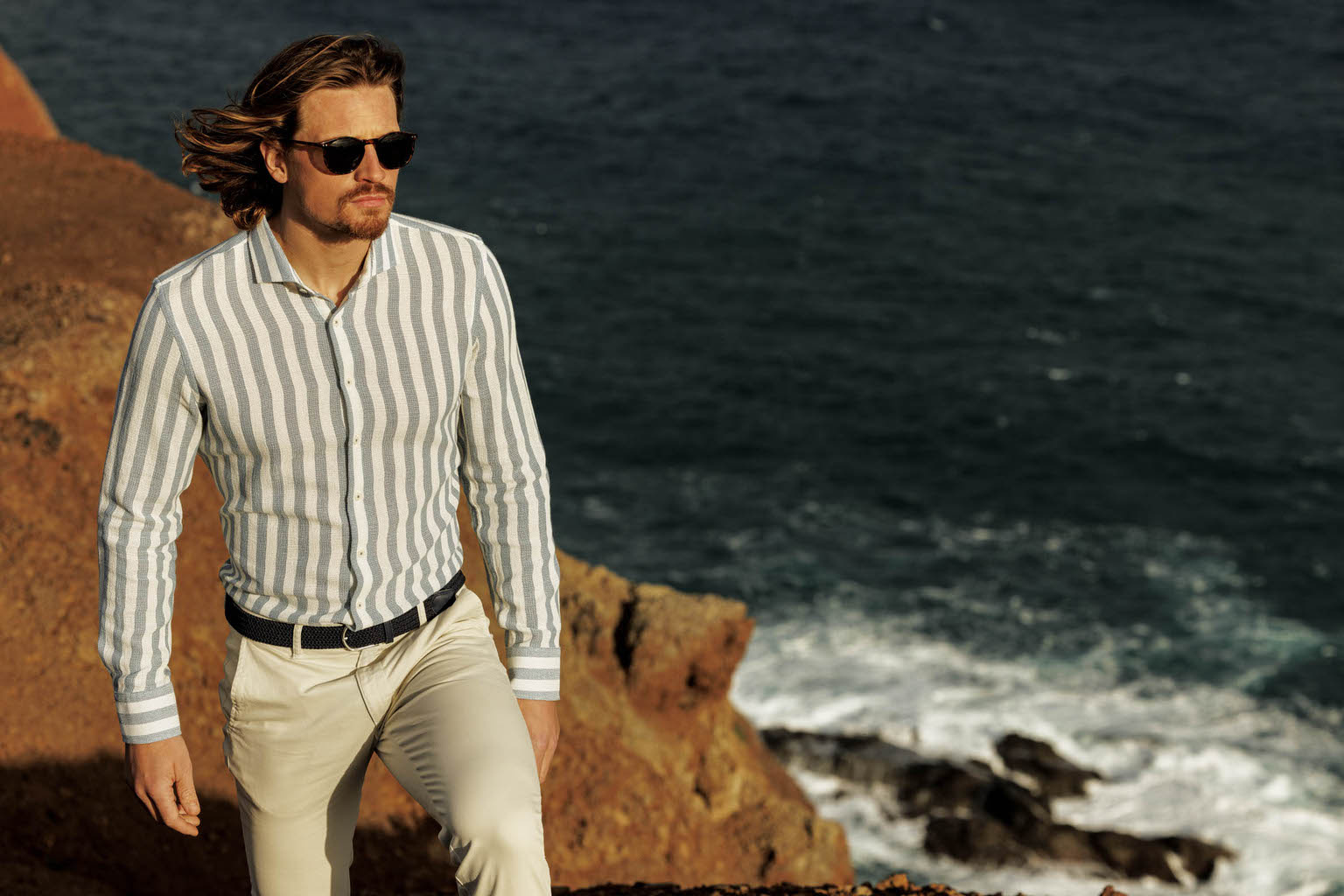 Giordano Modern Fit Hemd mit Strukturstreifen - Navy