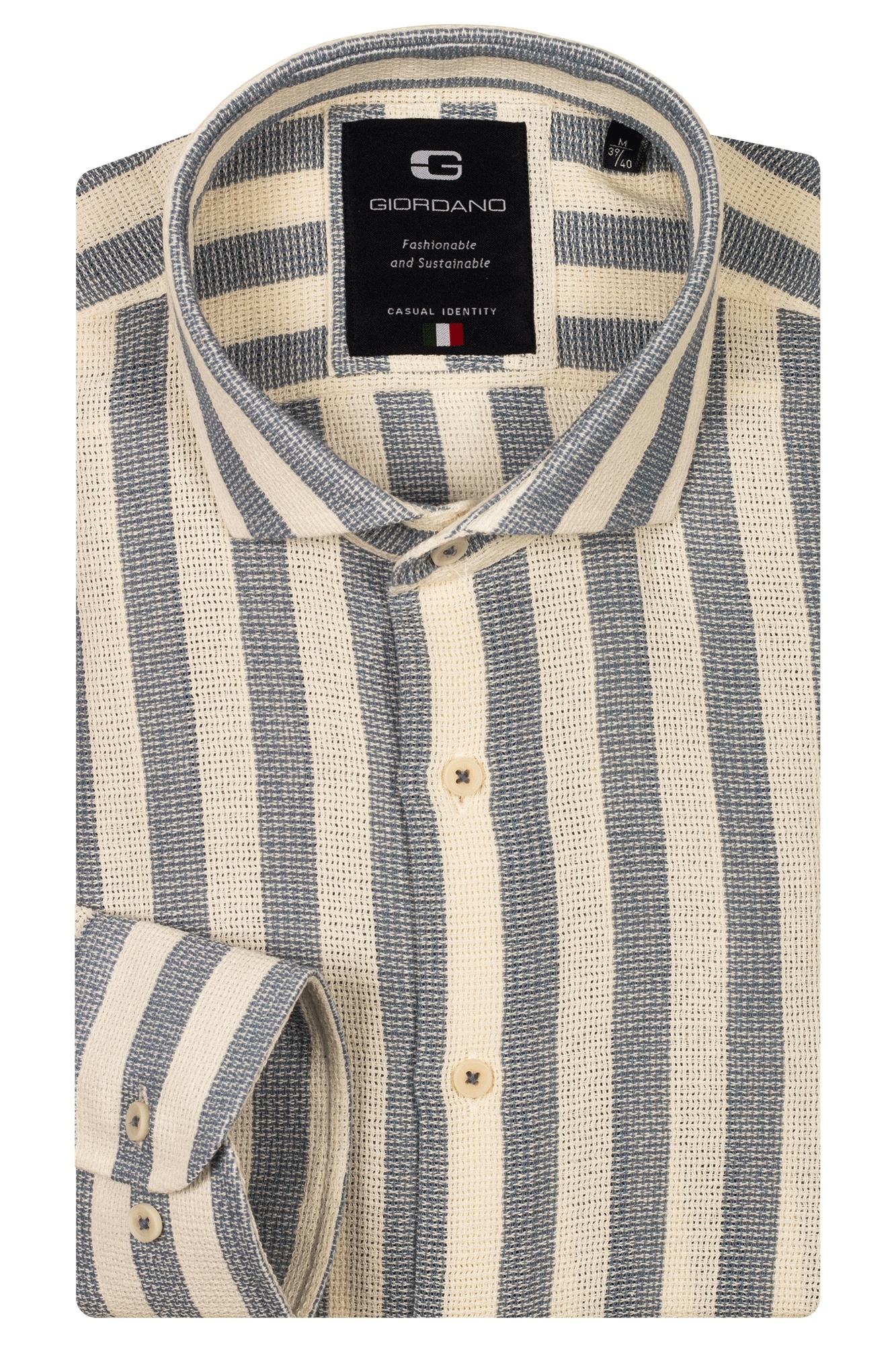 Giordano Modern Fit Hemd mit Strukturstreifen - Navy