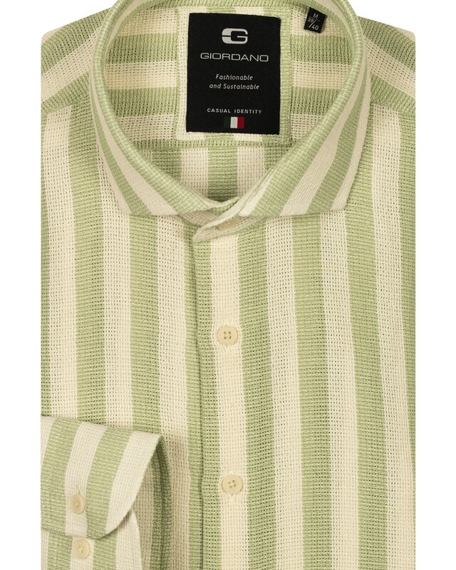 Giordano Modern Fit Overhemd Structuur Streep - Apple Green