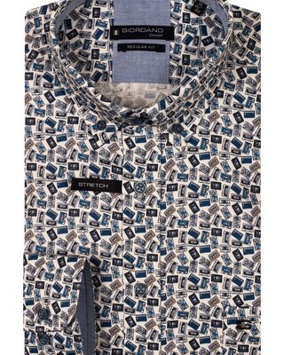 Giordano Short Sleeve Casette Tapes Shirt - Navy