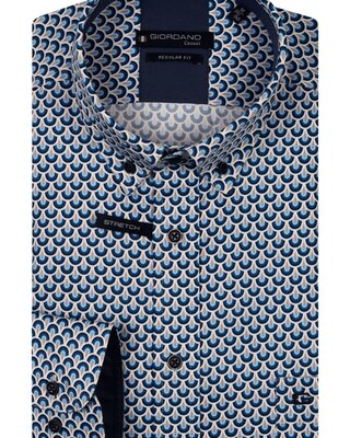 Giordano Korte Mouw Abstract Overhemd - Navy