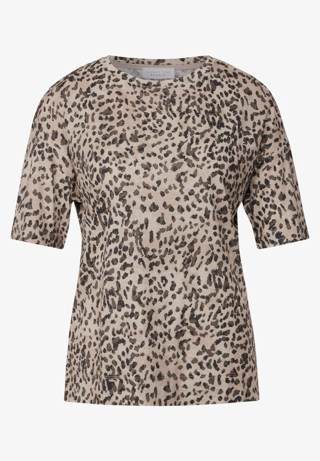 Street One Studio T-Shirt mit Leo-Muster - Creamy Brown