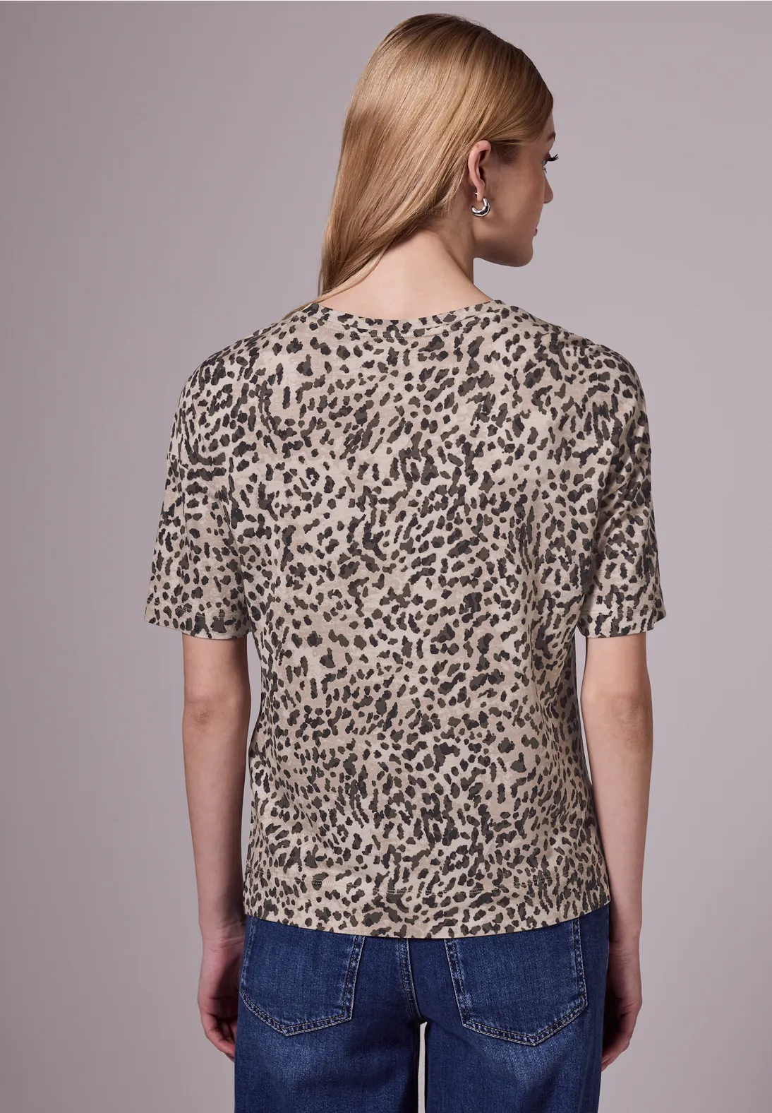 Street One Studio T-Shirt mit Leo-Muster - Creamy Brown