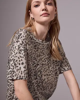 Street One Studio T-Shirt mit Leo-Muster - Creamy Brown