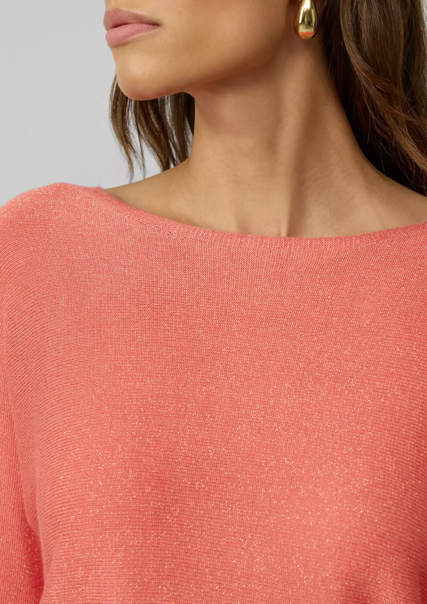 S. Oliver Fijngebreide Trui met Glitter - Coral Red