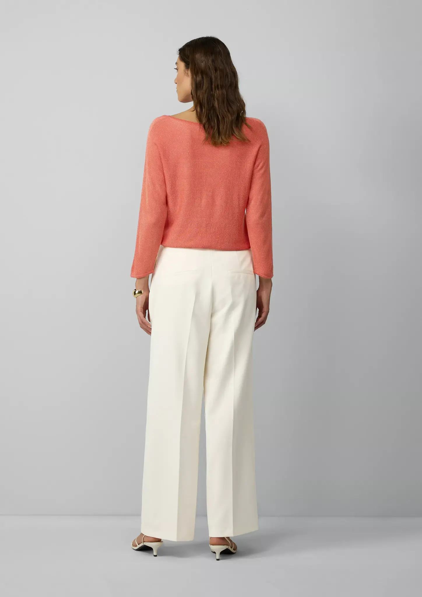 S. Oliver Fijngebreide Trui met Glitter - Coral Red