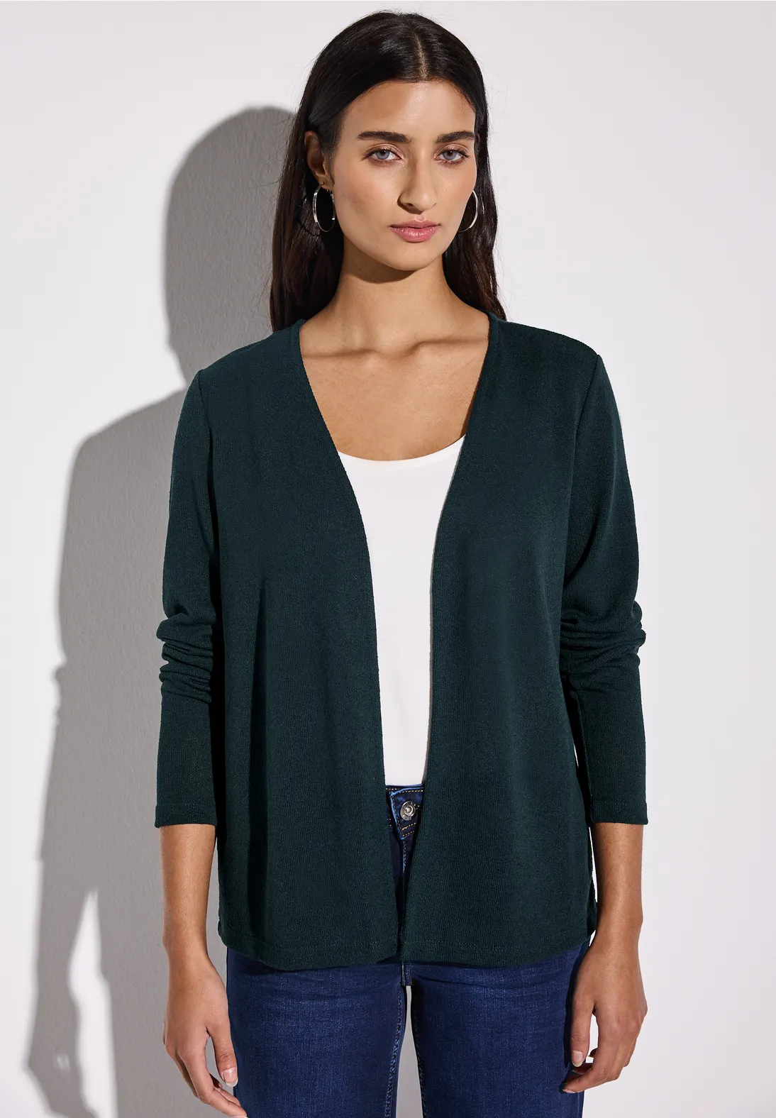 Street One Gebreid Vest Nette - Hunter Green