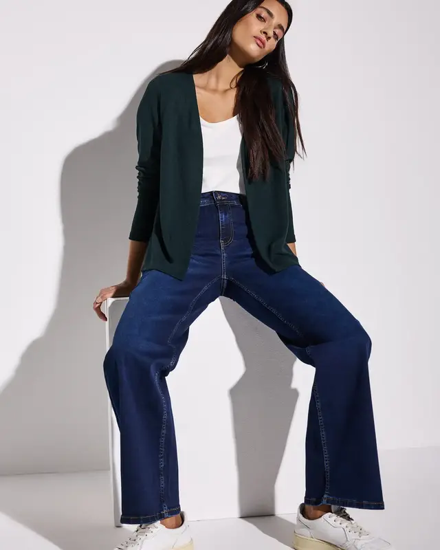 Street One Gebreid Vest Nette - Hunter Green