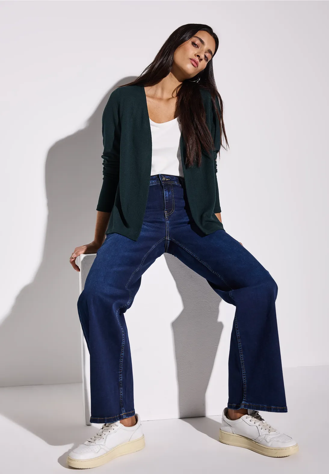 Street One Gebreid Vest Nette - Hunter Green