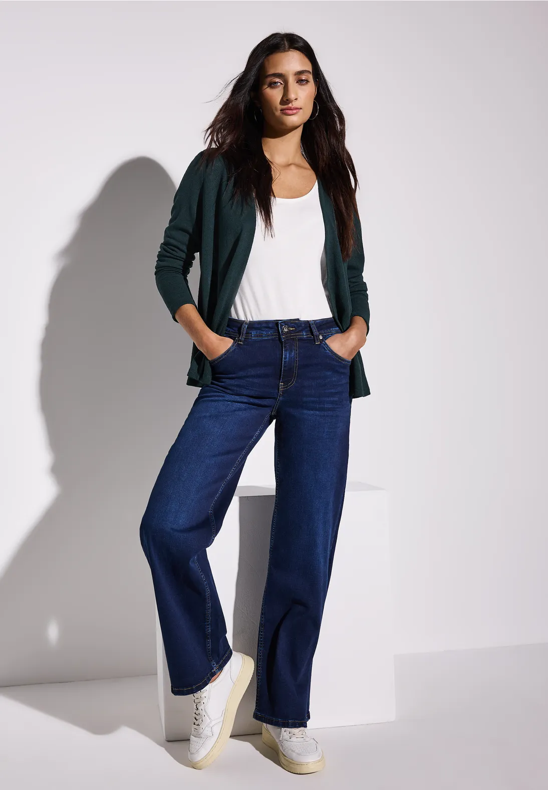 Street One Gebreid Vest Nette - Hunter Green