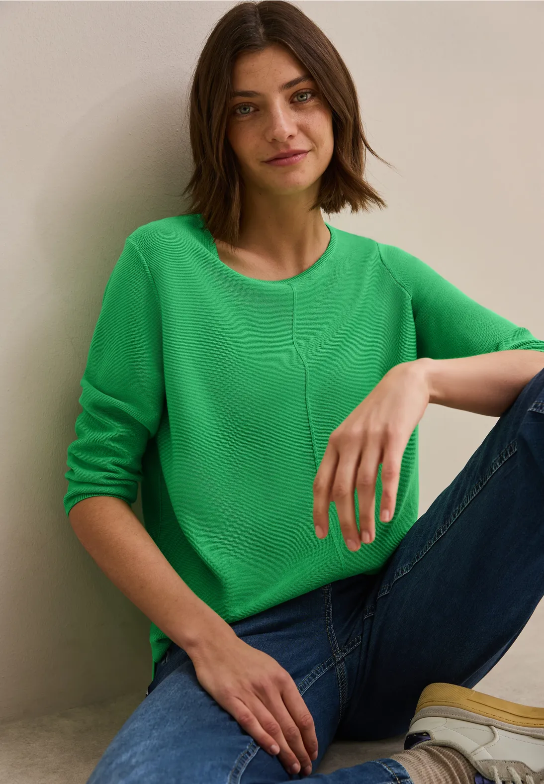 Cecil Struktur Pullover - Iced Neon Green