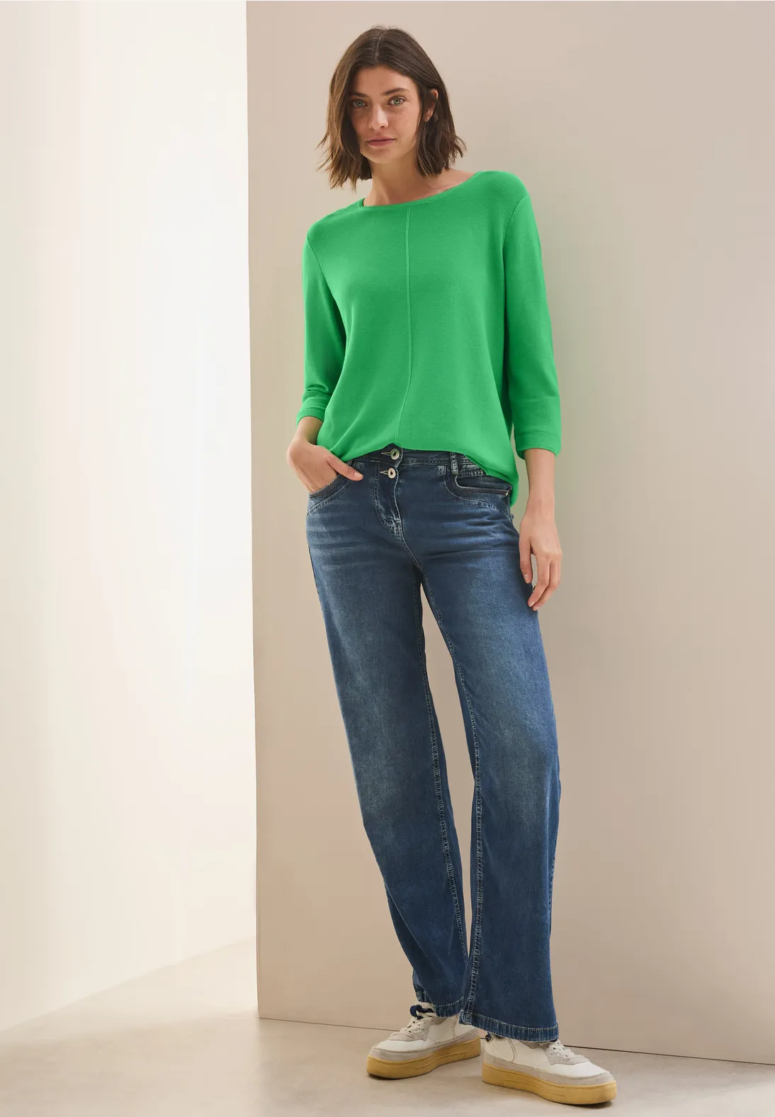 Cecil Struktur Pullover - Iced Neon Green