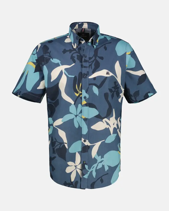 Lerros Hawaii Overhemd Korte Mouw - Crispy Blue