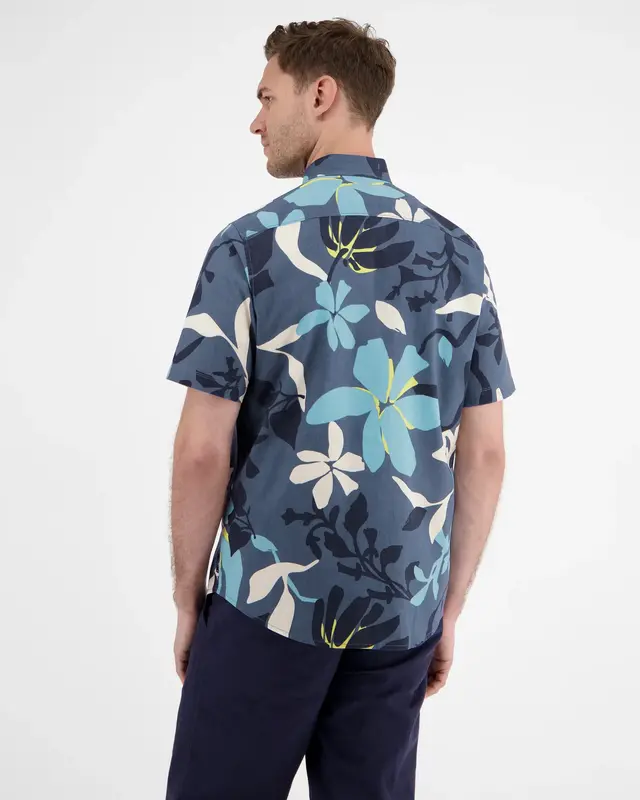 Lerros Hawaii Overhemd Korte Mouw - Crispy Blue