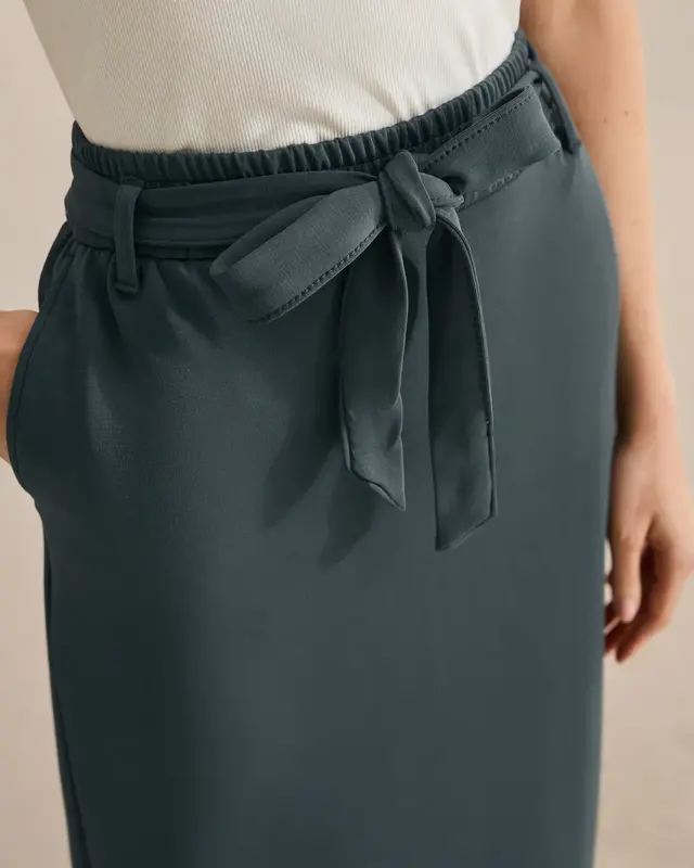 Cecil Skirt with Belt - Slate Khaki