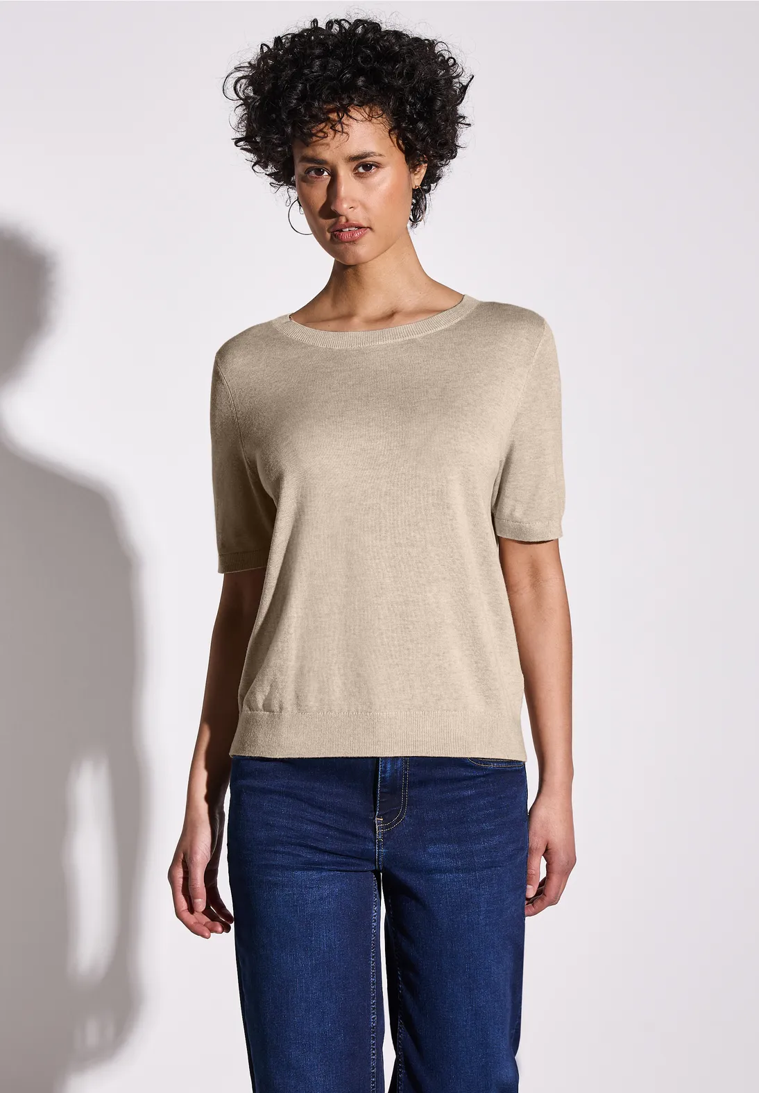 Street One Trui met Korte Mouwen - Sheer Beige Melange