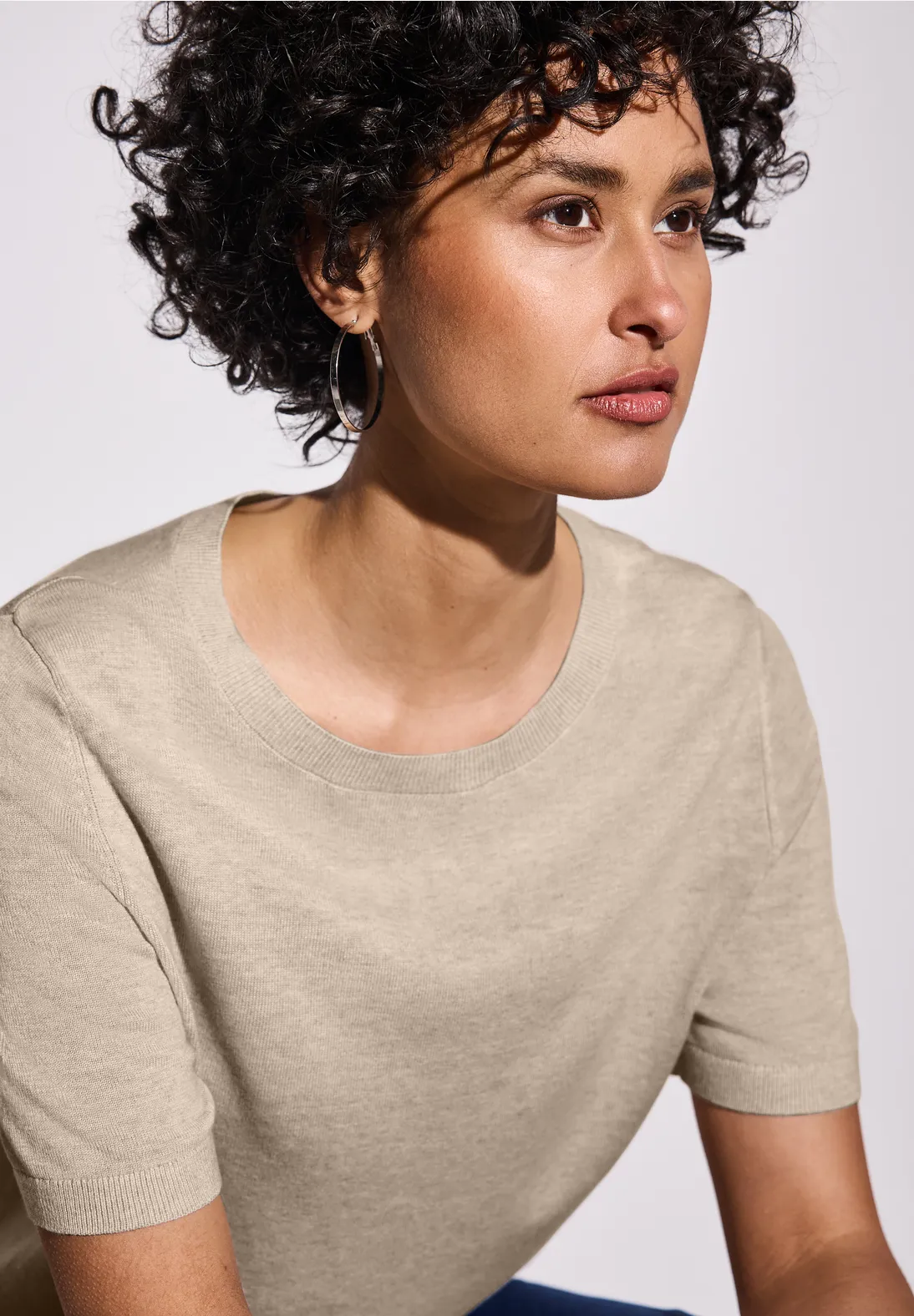 Street One Kurzarm Pullover - Sheer Beige Melange