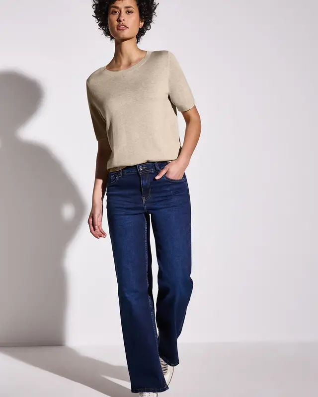 Street One Short Sleeve Jumper - Sheer Beige Melange