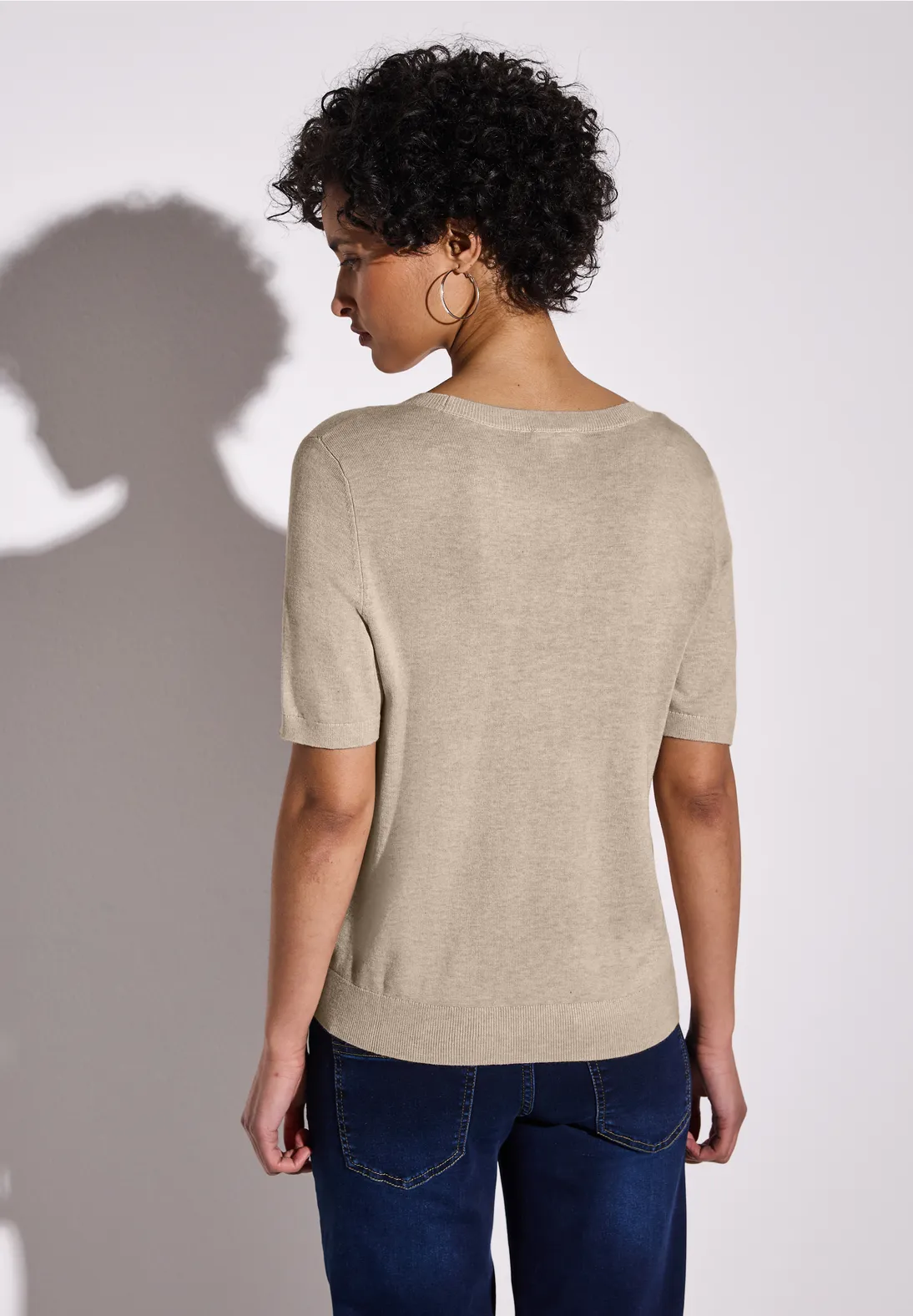 Street One Short Sleeve Jumper - Sheer Beige Melange