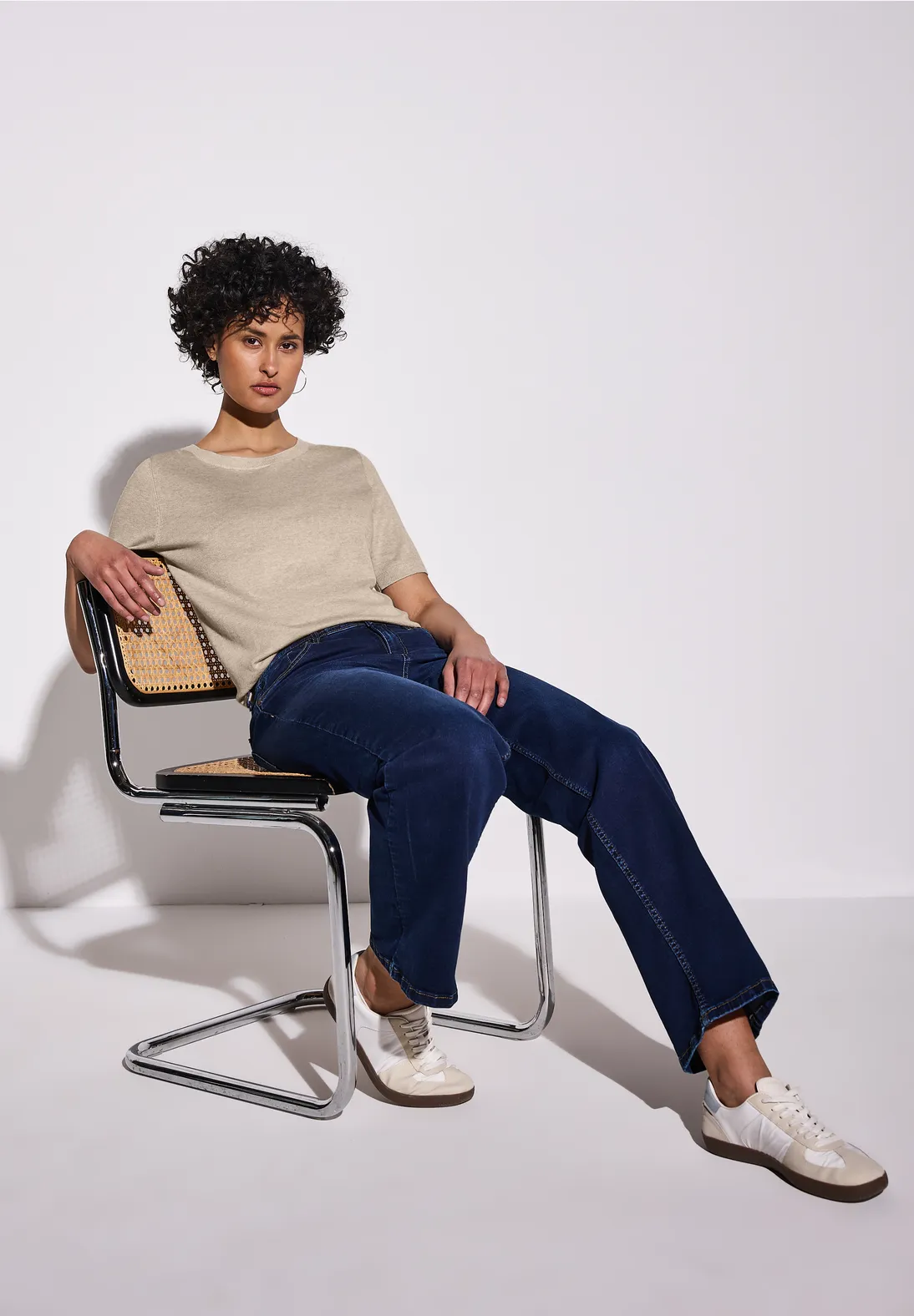 Street One Short Sleeve Jumper - Sheer Beige Melange