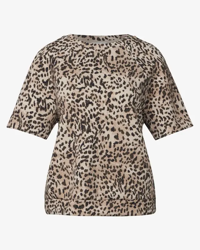 Street One Studio Raglan Print T-Shirt Silk Look - Creamy Brown