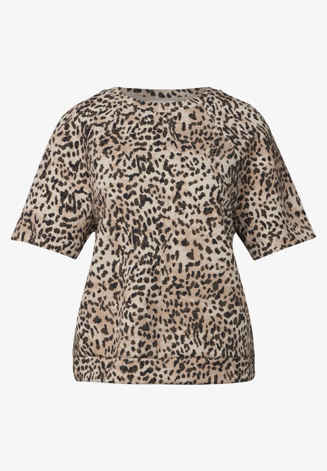 Street One Studio Raglan Print T-Shirt in Silk-Optik - Creamy Brown