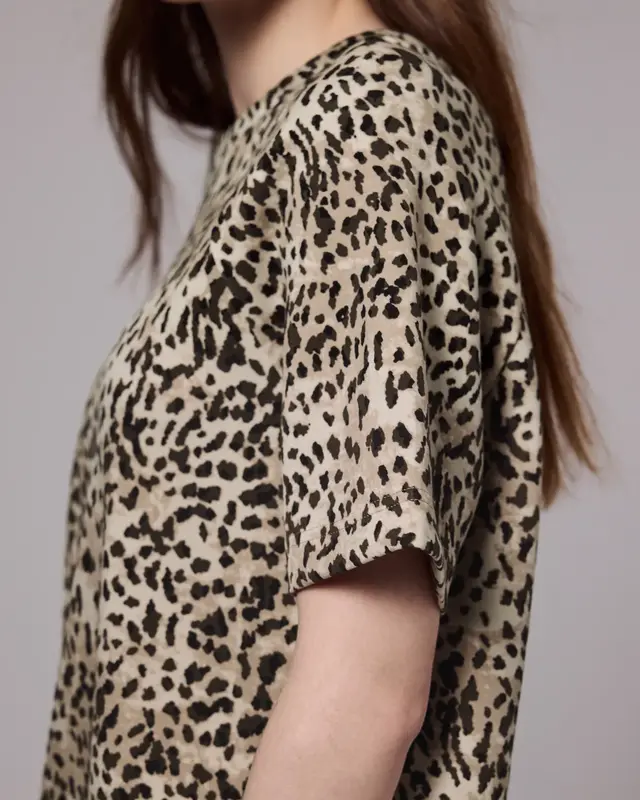 Street One Studio Raglan Print T-Shirt Silk Look - Creamy Brown