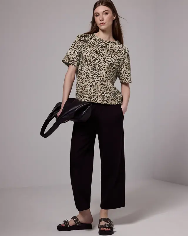 Street One Studio Raglan Print T-Shirt in Silk-Optik - Creamy Brown